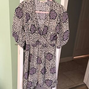 Rewind Purple and White Floral Mini Dress